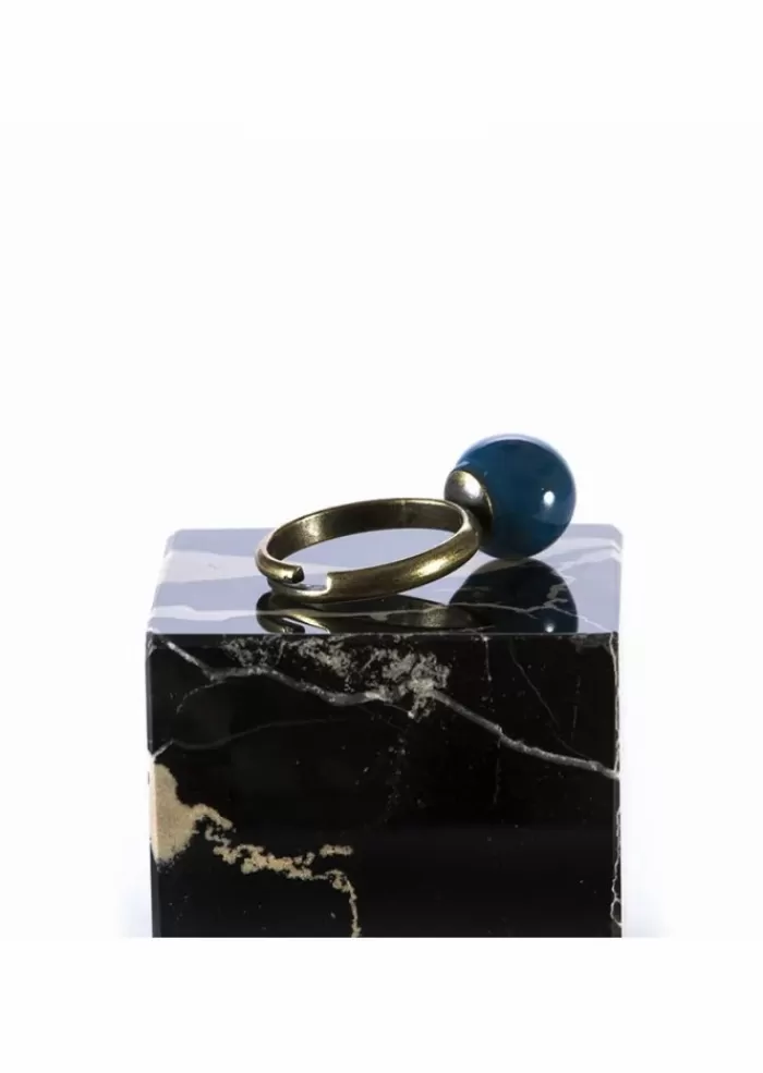 Sale Accessori Donna Anello Fatto A Mano / Biglia In Ceramica Blu Anelli