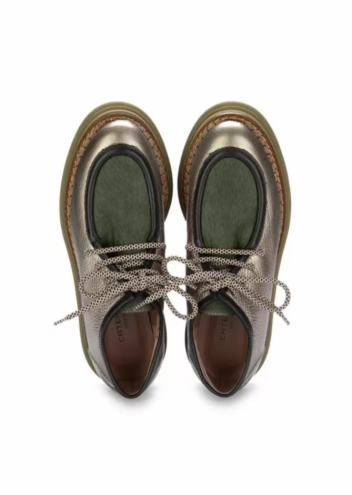 Fashion | Scarpe Allacciate Pelle Cavallino Bronzo Verde Scarpe Basse