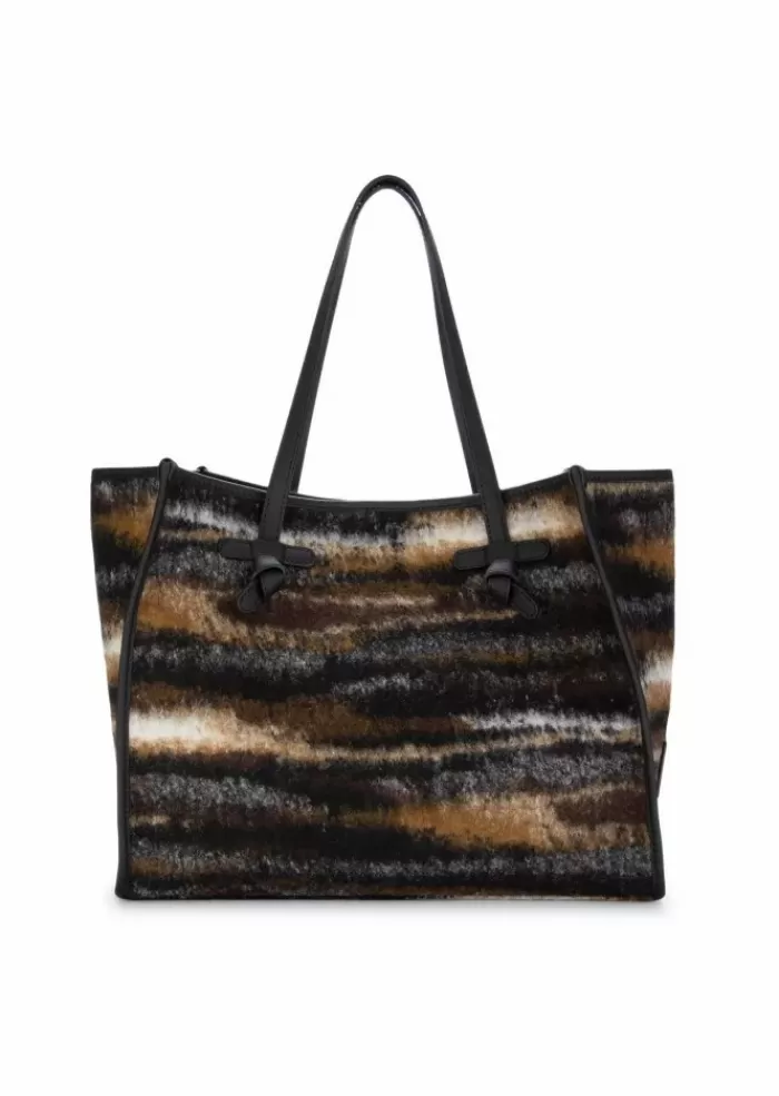 Outlet | Borsa A Spalla Jacquard Marcella Marrone Nero Borse A Spalla