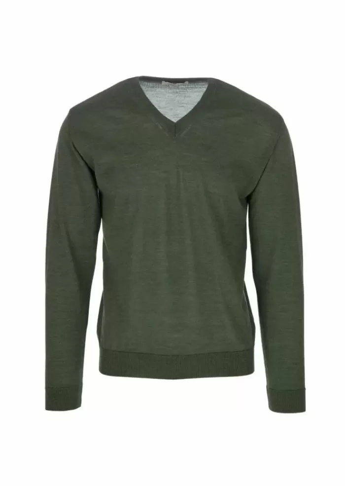 Store Wool & Co | Maglione Scollo V Verde Maglieria